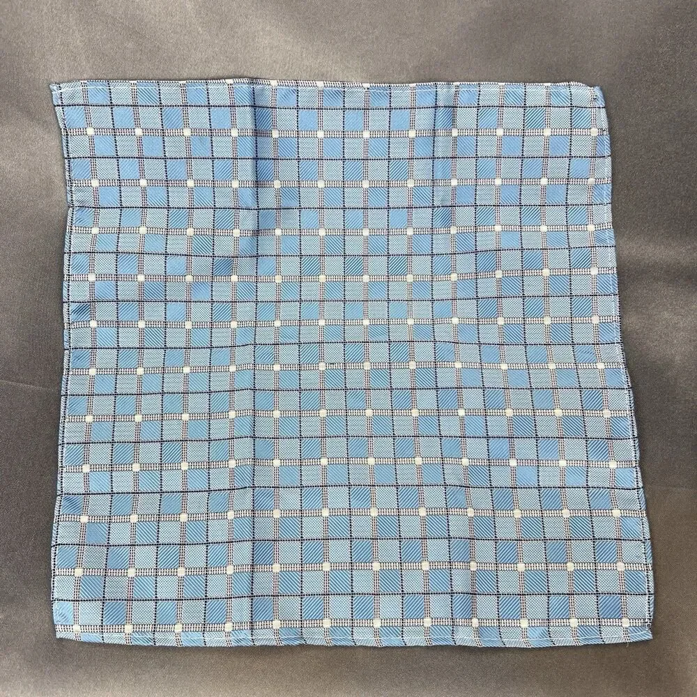 Hi-Tie Men’s 100% Silk Tie Handkerchief‎ Set Geometric Blue Silver Wedding Dance